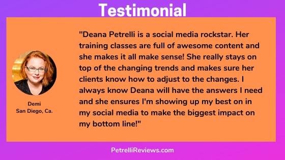 Social media course testimonial